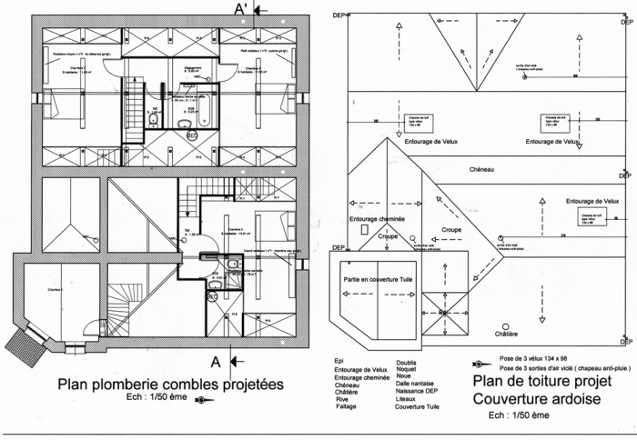 Rnovation d'une maison et amnagement de combles : Plan projet 