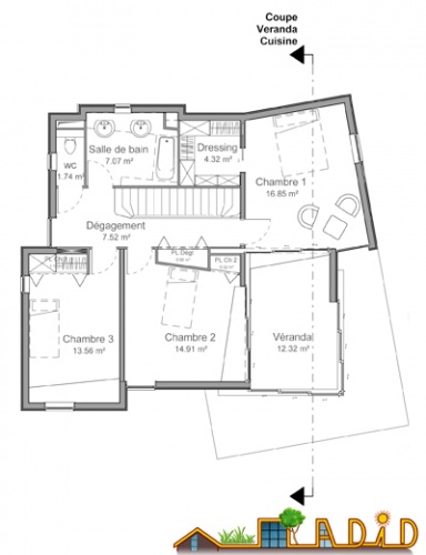 La maison               'Coin au soleil' : Plan Etage